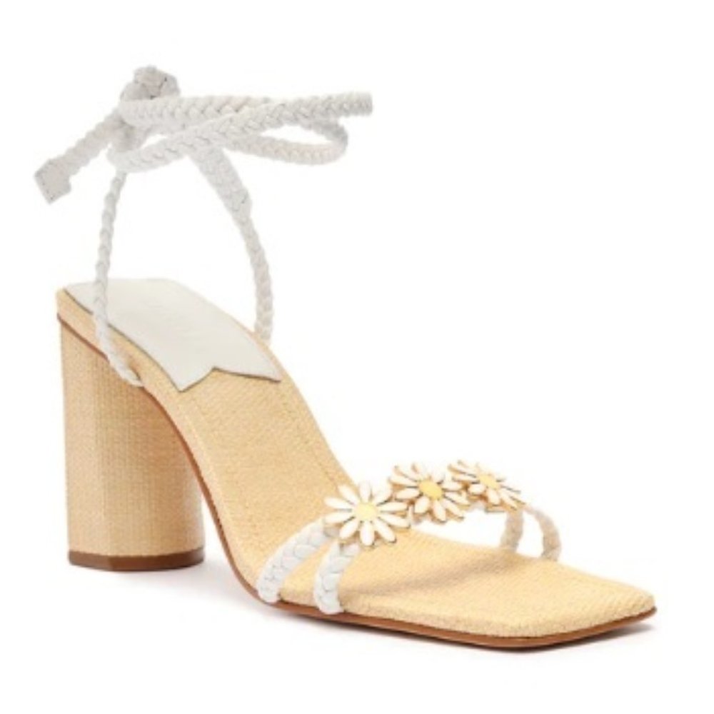 $89 NWT SCHUTZ White Daisy Leather Sandal - Picture 5 of 12